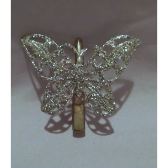 Vintage Gold-Tone Butterfly Hair Clip With Rhinestones - Picture 1 of 4